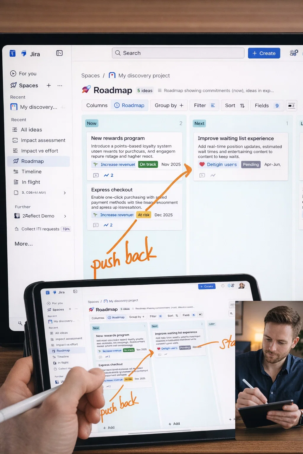 2Reflect in action - tablet with pen showing annotations on screen